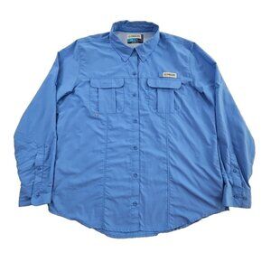 Magellan Outdoors Women Fishing Hiking Shirt XL Sky Blue Long Sleeve Button EUC